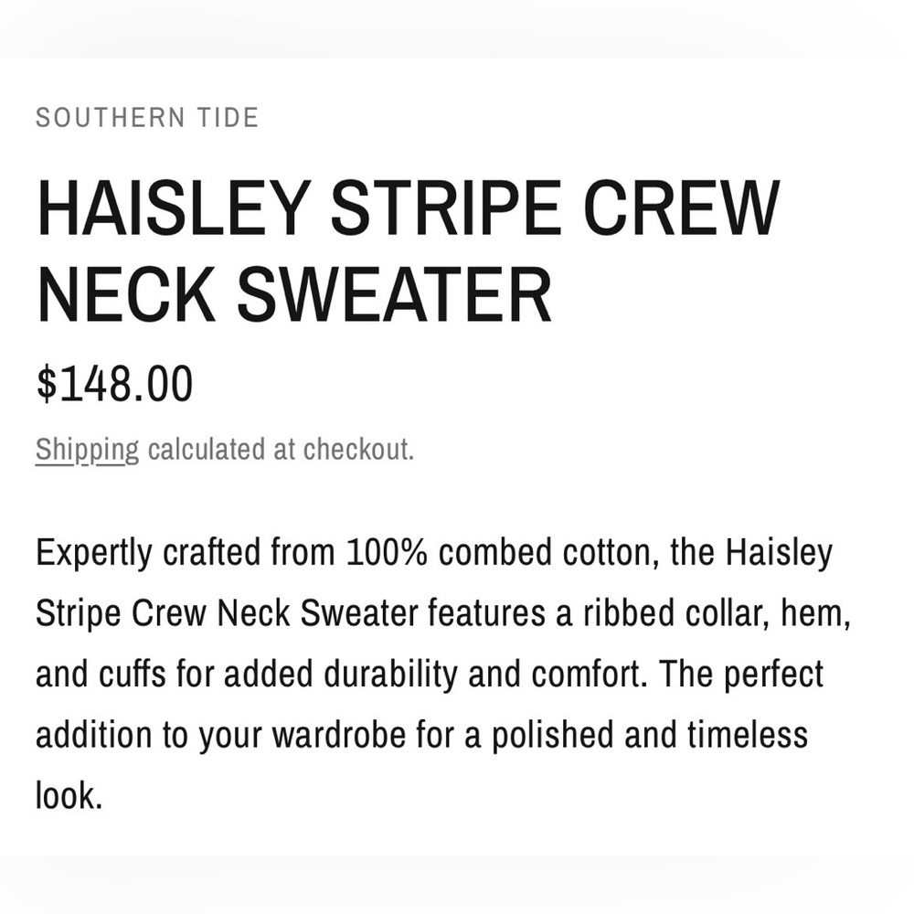 Southern Tide Halsey Stripe Cree Neck Sweater M - Picture 5 of 9